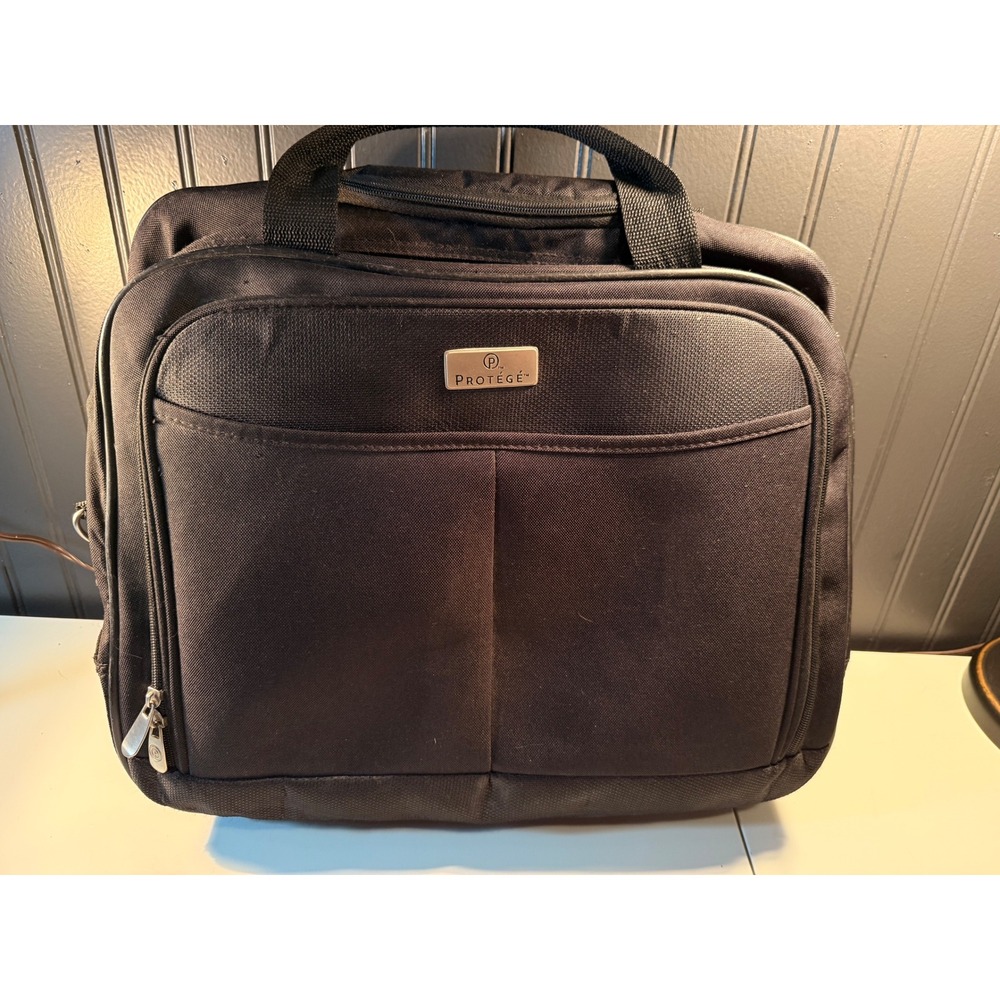 Protege Rolling Briefcase Black Nylon Laptop Bag Mobile Office Travel Carry On